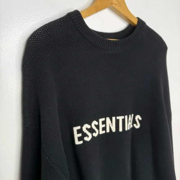ESSENTIALS Fear Of God Black Knit Crew Neck Sweater